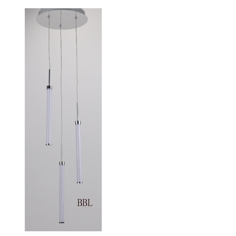 Lys til LED-vedhæng med 3-pc-rør, acryl-lige rør