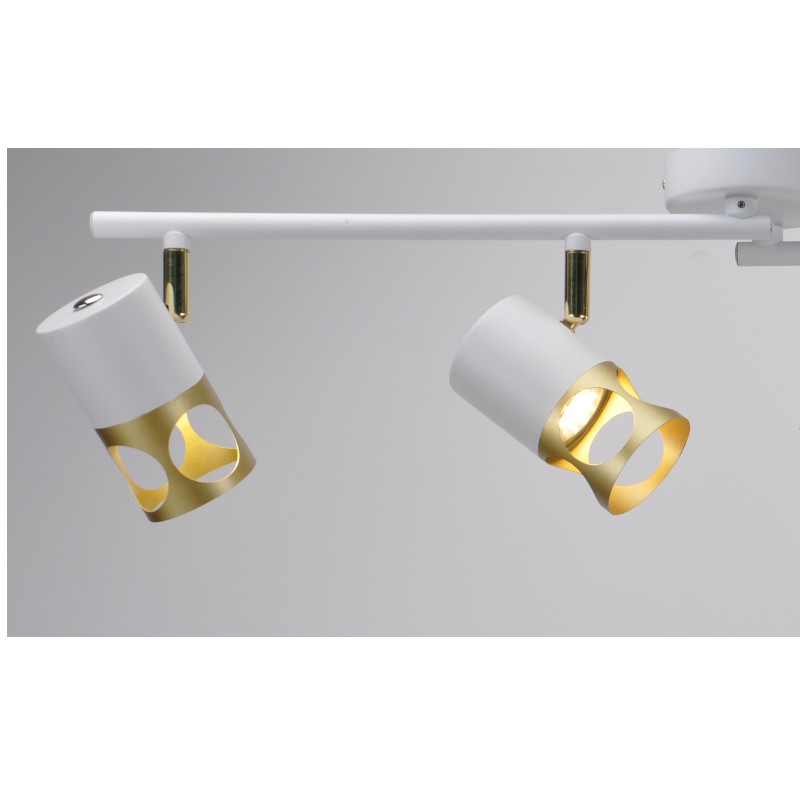 Moderne spot light-4 med hvid + guld metalskygge, kan justere retning